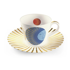 Чайная пара Farforite «Сумеречный сад» 250 мл в подарочной коробке, оранжевая / синяя / золотая