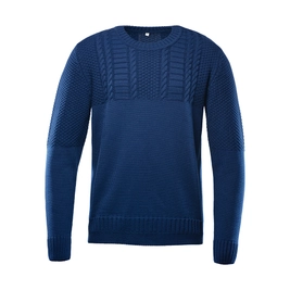 Джемпер вязаный классический Knit Drop разнофактурный, темно-синий