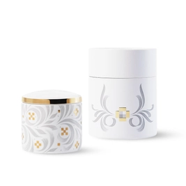 Емкость для хранения Farforite «Фольклор» в подарочном тубусе, серая / золотая