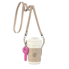 Холдер кросс-боди для термокружки Holdmark Beauty Collection, бежевый / розовый