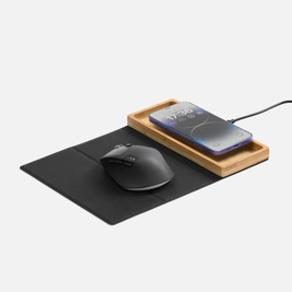 Коврик складной для мышки с беспроводной зарядкой Midstream ver.2, черный / крафт