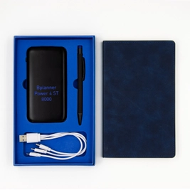 Набор Bplanner Business Power: внешний аккумулятор, бизнес-блокнот, ручка шариковая, синий / черный