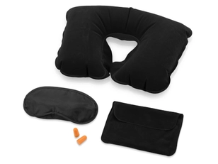 Набор для путешествий «Глэм»: дорожная подушка, маска для глаз, беруши, черный