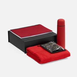 Набор Notera Maxi: ежедневник недатированный, термос, флисовый плед, холщовый мешок, чай черный, красный