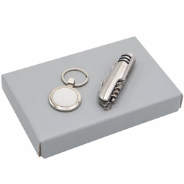 Набор подарочный «Базис»: нож многофункциональный, брелок, серебристый
