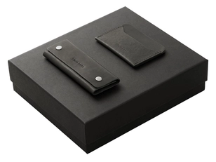 Набор подарочный кожаный Long River: картхолдер, ключница, черный