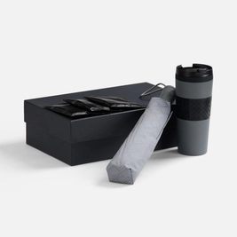 Набор Powermaker: зонт складной, термостакан, кофе в дрип-пакете, темно-серый