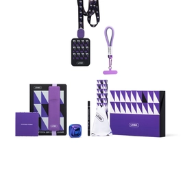 Набор Welcome Pack Office Box в органайзере: блокнот, ручка с вечным карандашом, держатель для проводов, антистресс, чехол для мелочей, бейдж, шнурок, салфетка, фиолетовый / черный