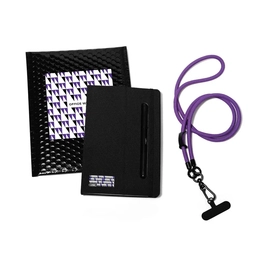 Набор Welcome Pack Office Wrap в подарочном пакете: блокнот, ручка с вечным карандашом, ланьярд для телефона, черный / фиолетовый