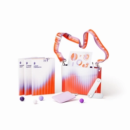 Набор Welcome Pack «Прозрачные перспективы» в органайзере: 3 блокнота, вечный карандаш, держатель для телефона, антистресс, бейдж, ланьярд, стикерпак, формовая скрепка, оранжевый / сиреневый