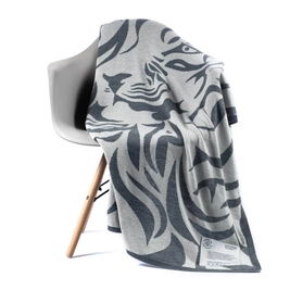 Плед полушерстяной Knit Drop «Исчезающий тигр», серый / белый