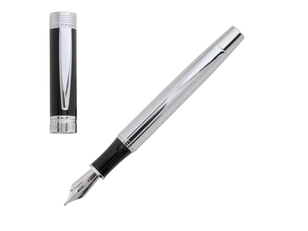Ручка перьевая Cerruti 1881 Zoom Classic Black, черная/серебристая ...