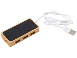 USB хаб с подсветкой лого Reedia S5, черный / бежевый