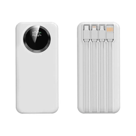 Внешний аккумулятор со встроенными кабелями Phantom, 10000 mAh, белый